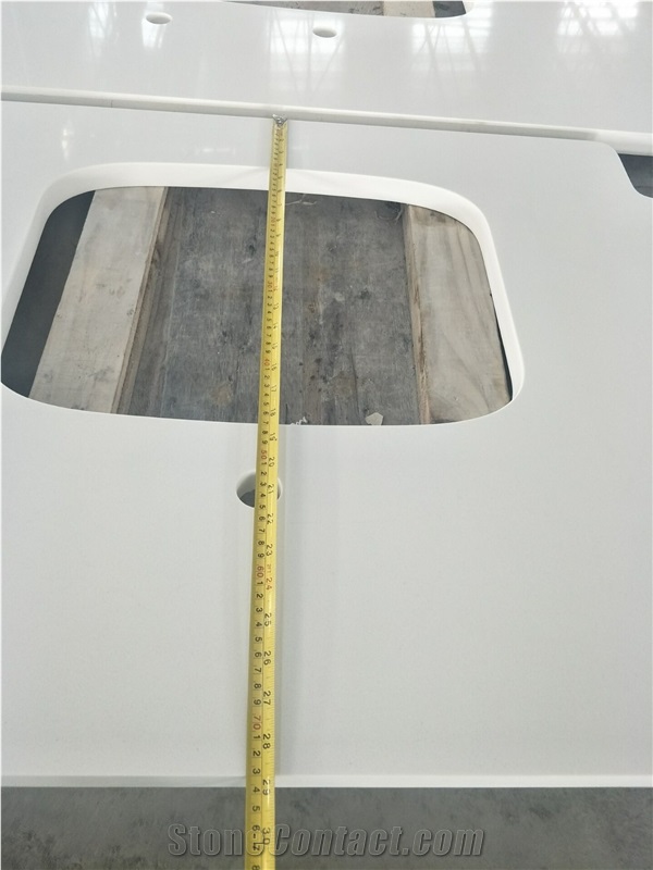 Wholesale Pure White Artificial Quartz Countertop Bench Tops