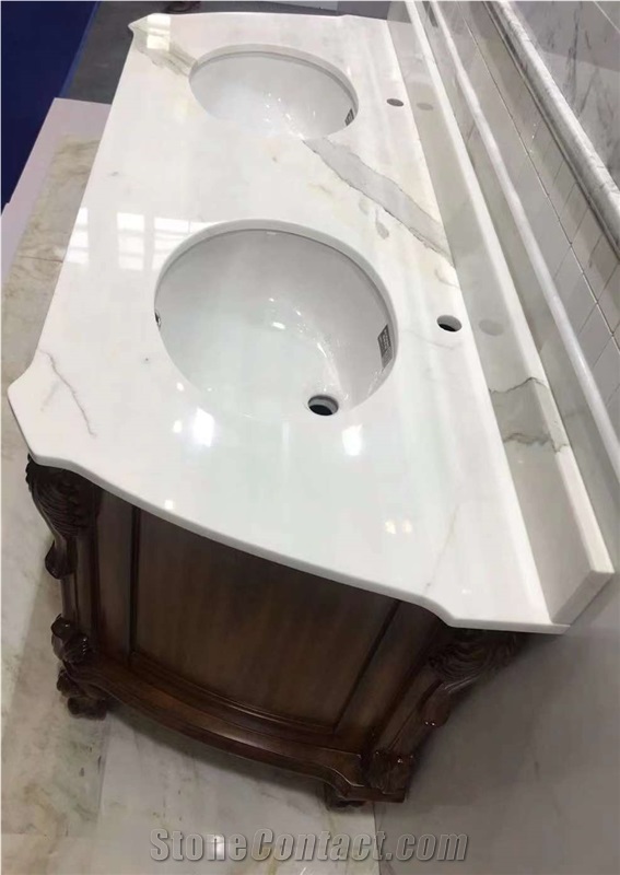 Calacatta White Quartz Vanity Countertops