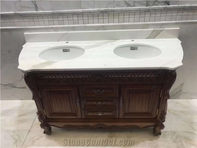 Calacatta White Quartz Vanity Countertops