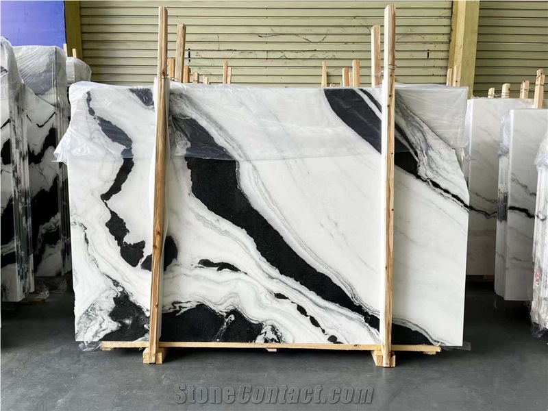 China Sichuan Polished Panda White Marble Stone Slab