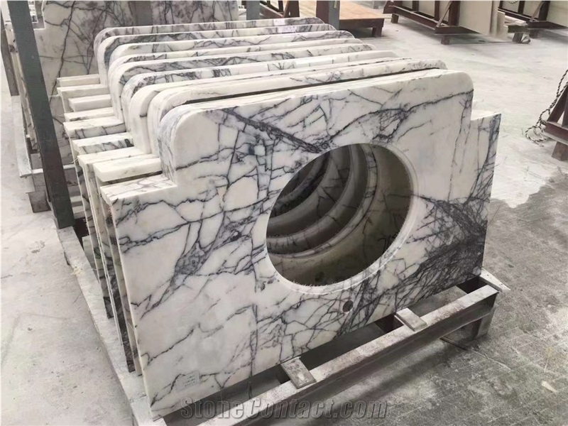 Milas Lilac White Marble Bathroom Countertop Vanitytop