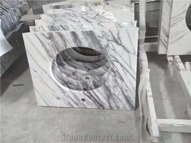 Milas Lilac White Marble Bathroom Countertop Vanitytop