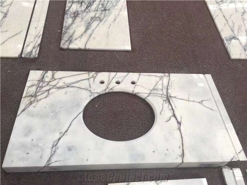 Milas Lilac White Marble Bathroom Countertop Vanitytop