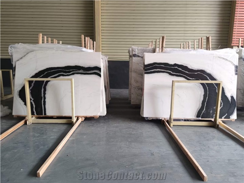Panda White Marble Slab With White Veins