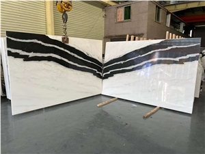 Panda White Marble Slab With White Veins
