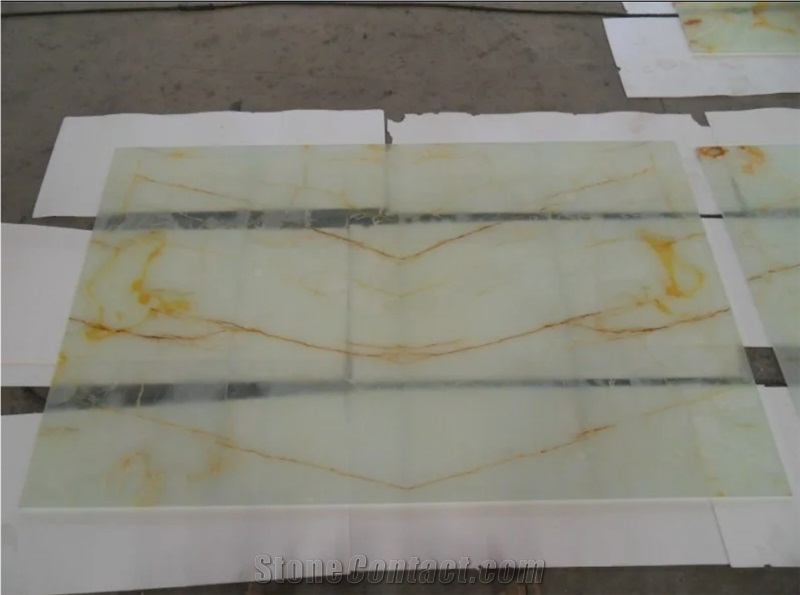 Transparent White Onyx Stone Bookmatching Panel