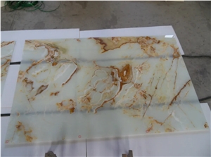 Transparent White Onyx Stone Bookmatching Panel
