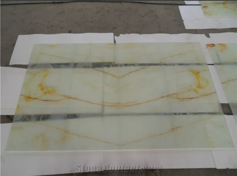 Transparent White Onyx Stone Bookmatching Panel