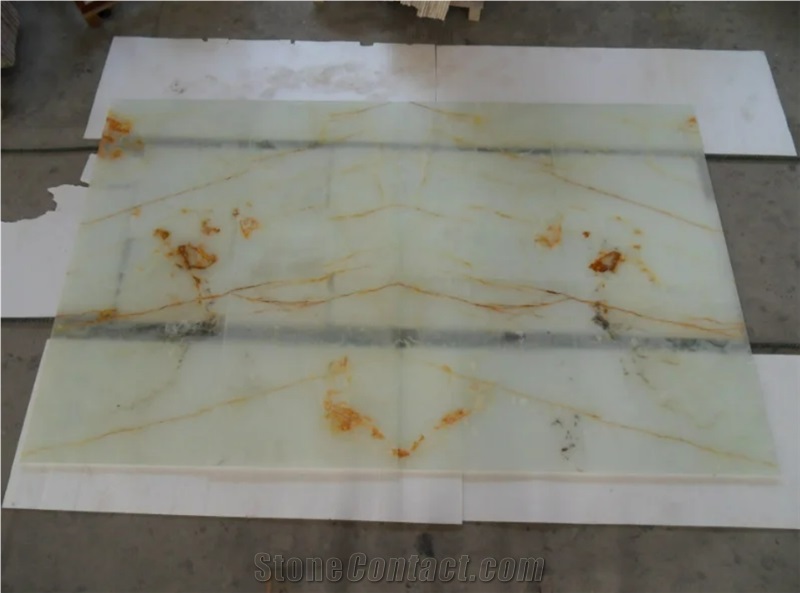 Transparent White Onyx Stone Bookmatching Panel