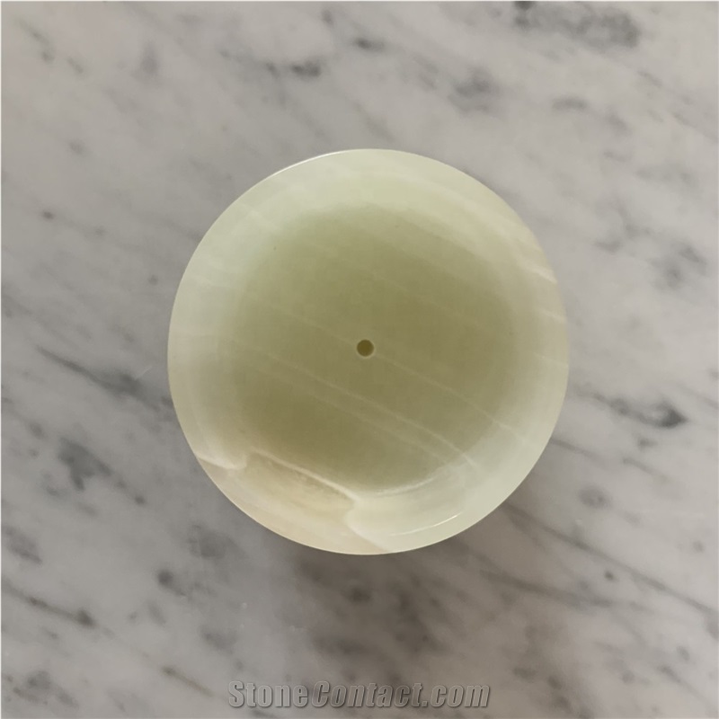 Natural Stone Onyx Green Incense Holder Jar For Home Decor