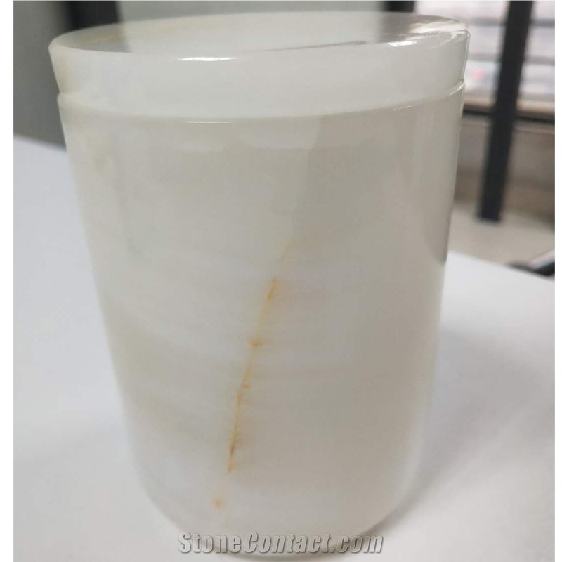 Natural Stone Pink Onyx Candle Holder W Lids For Home Decor