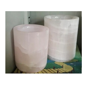 Natural Stone Pink Onyx Candle Holder W Lids For Home Decor