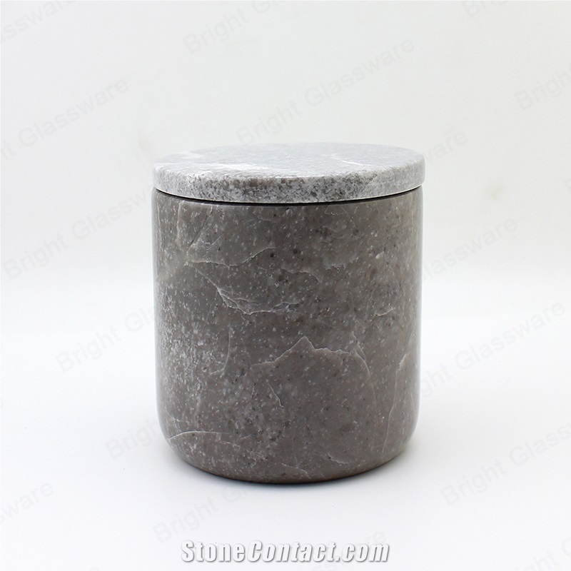 Wholesale Custom Marble Stone Candle Holder Jar With Lid