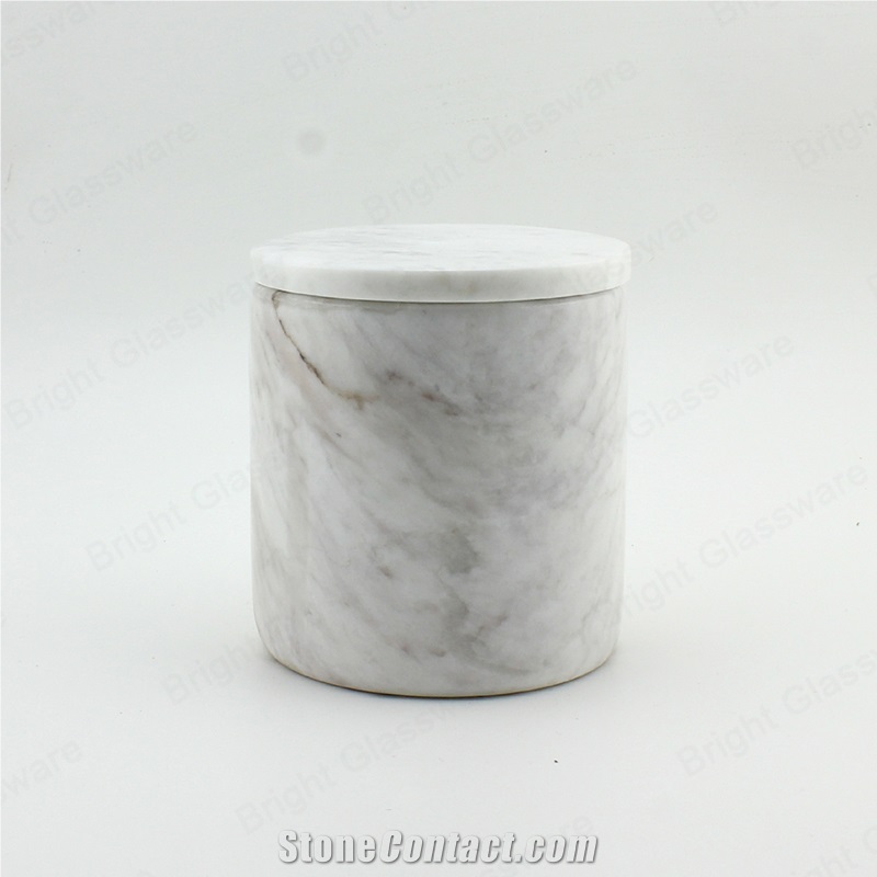 Wholesale Custom Marble Stone Candle Holder Jar With Lid