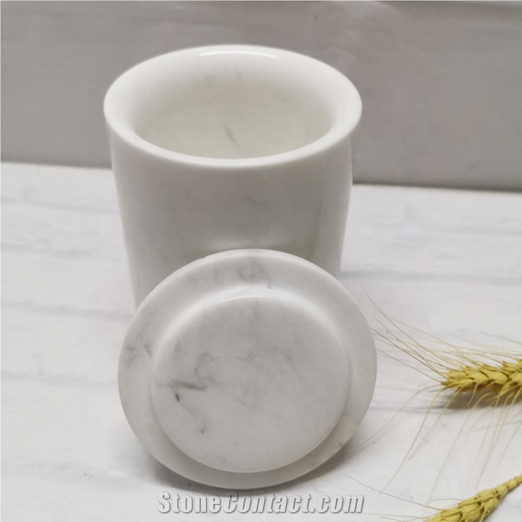Wholesale Custom Marble Stone Candle Holder Jar With Lid