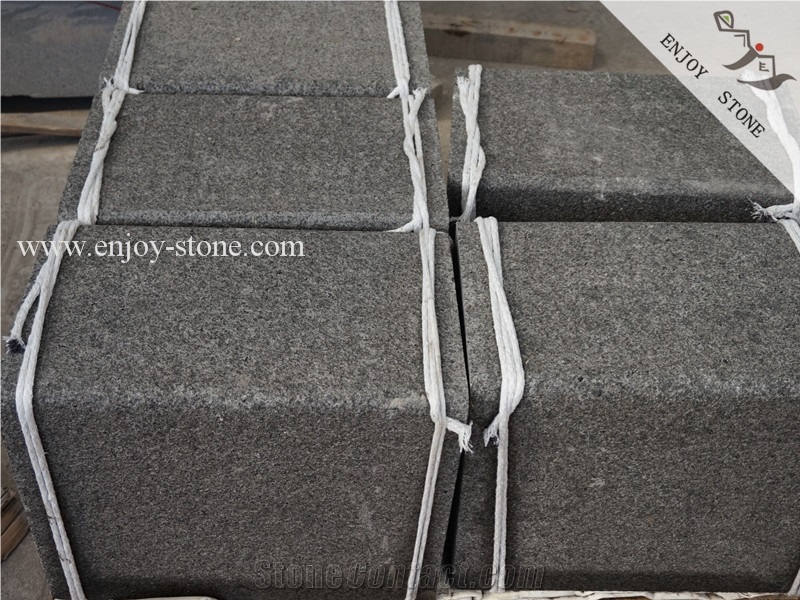 Flamed New Hebei Black Granite Walkway Kerbstone