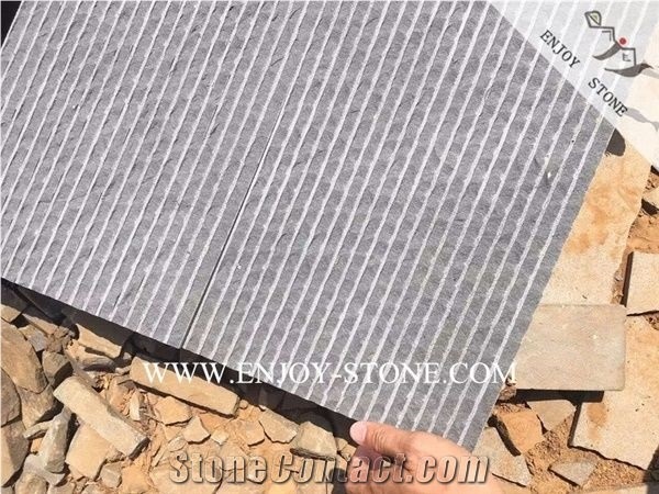 Half-Planed/Grooved Finish Grey Basalt Stone Tiles&Slabs