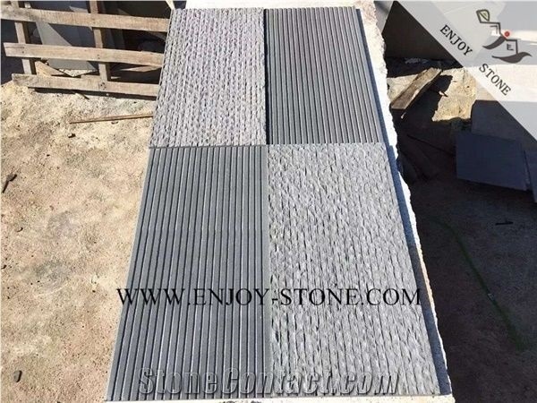 Half-Planed/Grooved Finish Grey Basalt Stone Tiles&Slabs