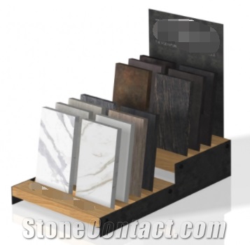 Tile Sample Display Stand With Slot Laminated Wooden Shelf