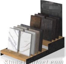 Tile Sample Display Stand With Slot Laminated Wooden Shelf