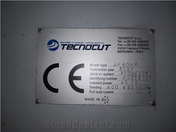 Used Tecnocut JP 60 HP Waterjet Cutting Machine