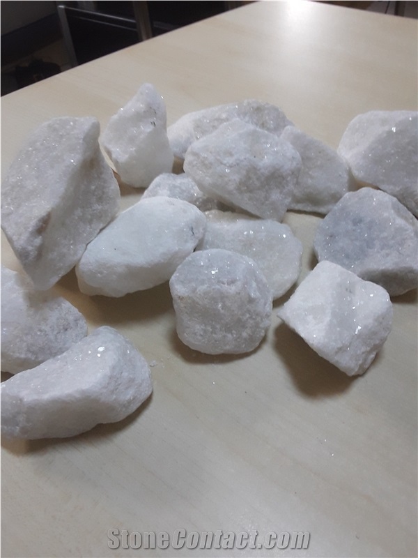 White Calcite Rock Stone Pebbles, Flouray Pure White Crushed Stone