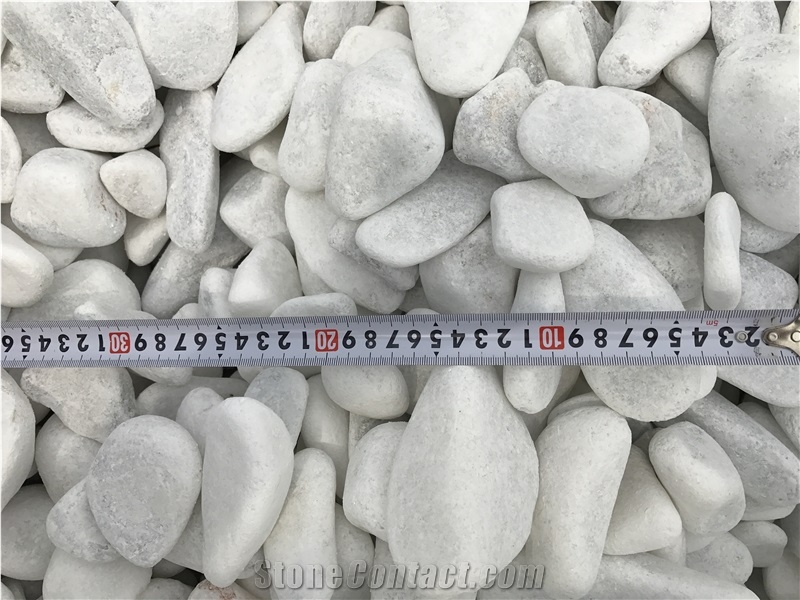 White Calcite Stone Pebbles, Pure White Marble Flouray Pebble Stone, River Stone