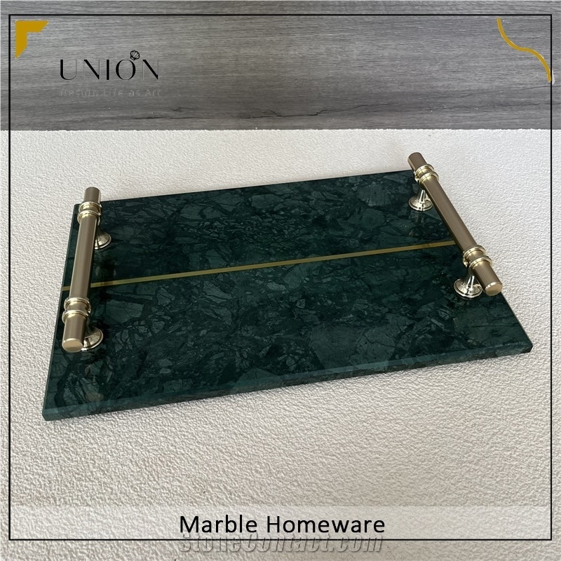 Green Rectangular Marble Tray