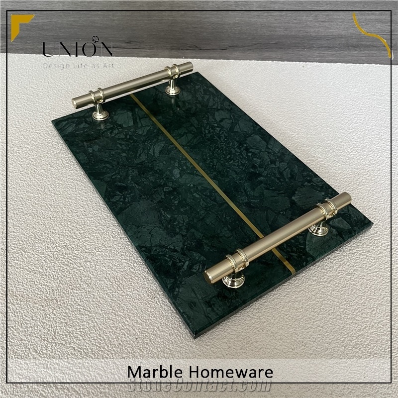 Green Rectangular Marble Tray