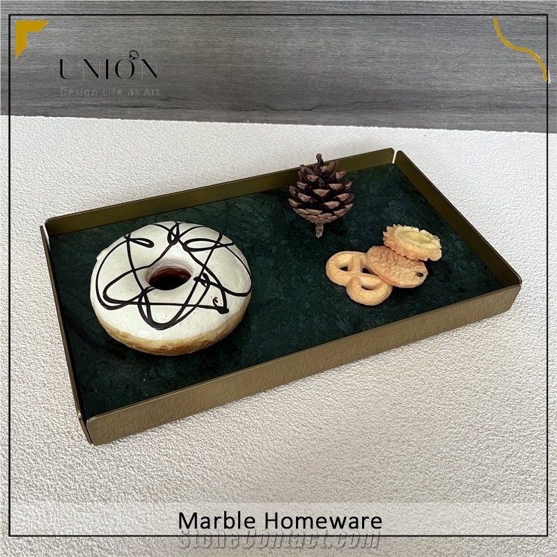 Marble Food Tray Green Serving Tray For Decoration