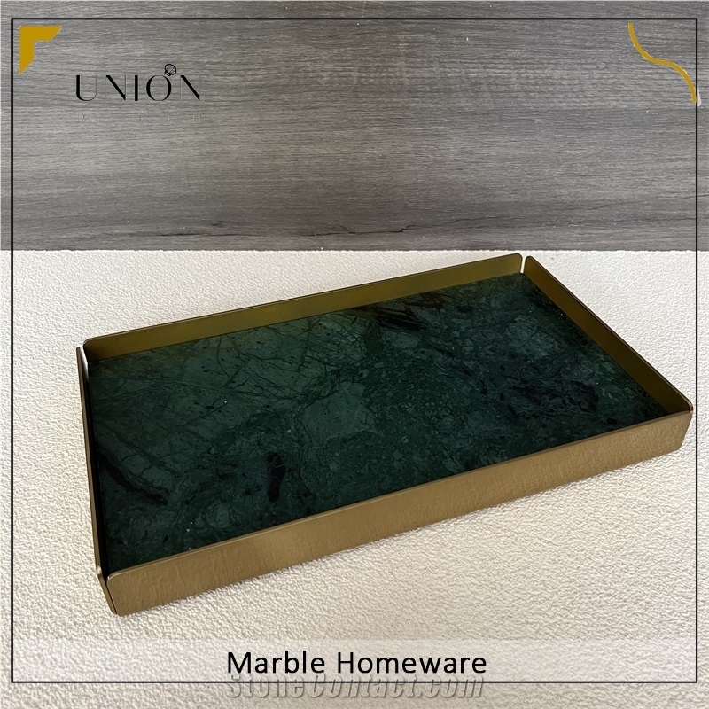 Marble Food Tray Green Serving Tray For Decoration