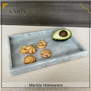 White Natural Marble Tray Decorative Tray