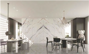 Apuan White Marble Look Sintered Stone Tiles Slabs