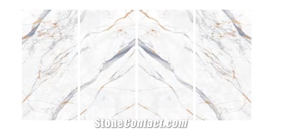 Apuan White Marble Look Sintered Stone Tiles Slabs