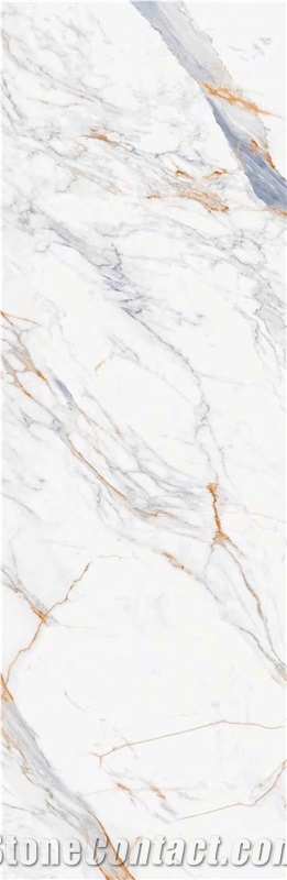 Apuan White Marble Look Sintered Stone Tiles Slabs