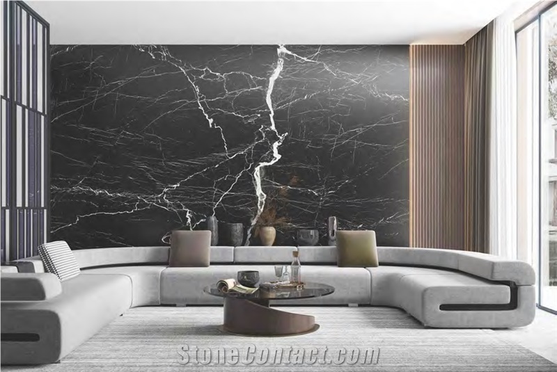 ARARAT LIGHTNING BLACK SINTERED Stone TV WALL TILES