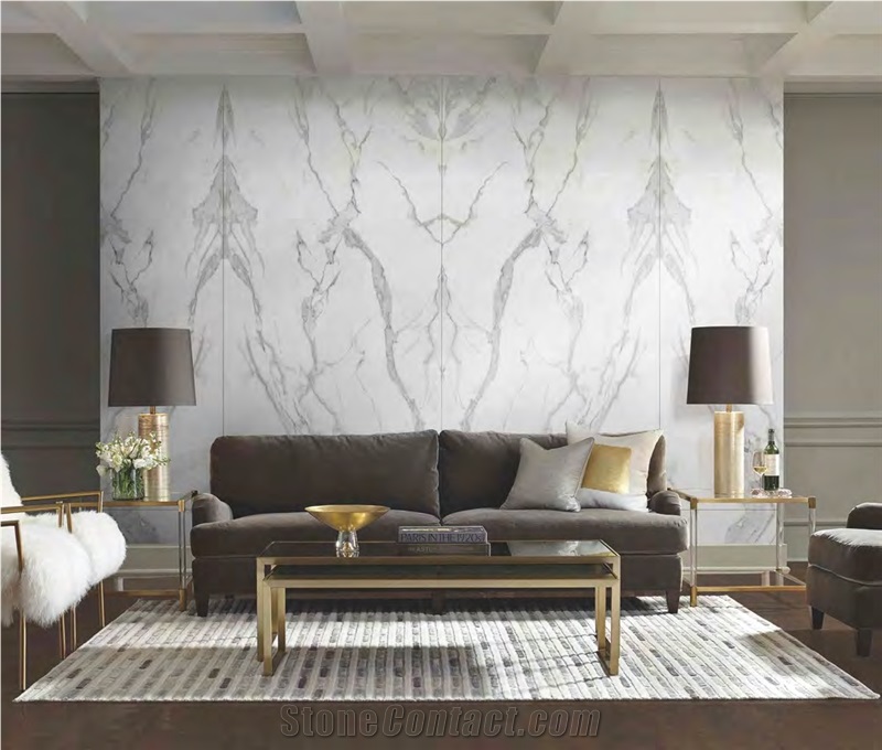Carrara Marble Look TV Wall Sintered Stone