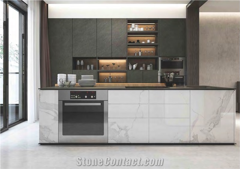OBSIDIAN BLACK SINTERED STONE FOR KITCHEN DECORATION