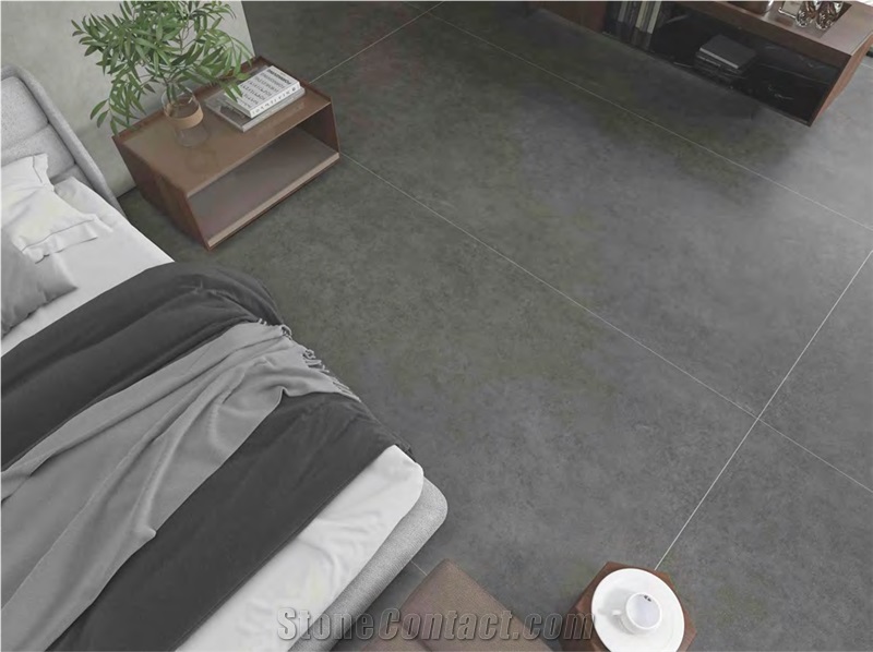 PLAIN CEMENT MEDIUM-GREY SINTERED STONE TILES SLABS