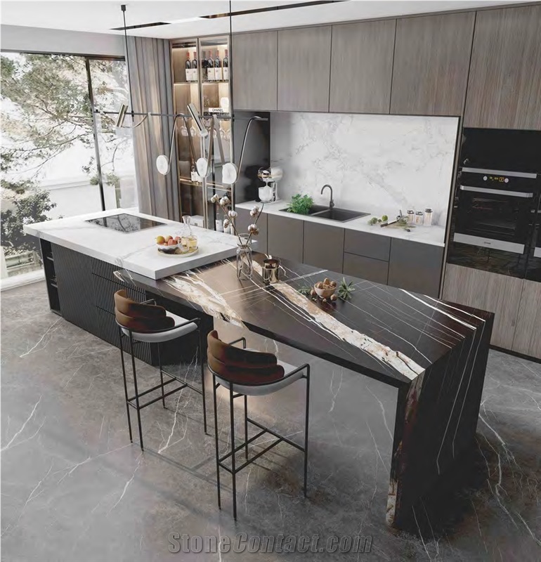 ROMAN NIELLO BLACK SINTERED STONE Kitchen Countertop, Kitchen Island Tops