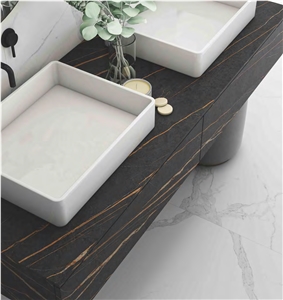 Sahara Black Sintered Stone For Vanity Top Design