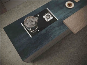 TITANIUM BLUE, Artificial Stone Kitchen Top