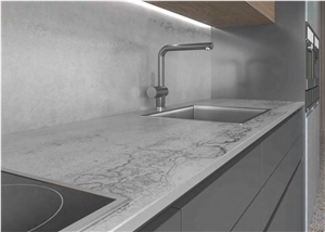 Titanium Silver Grey Sintered Stone Kitchen Countertop