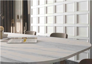 TUSCANY WHITE MARBLE LOOK SINTERED TABLE TOPS TUSCANY WHITE MARBLE LOOK SINTERED TABLE TOPS
