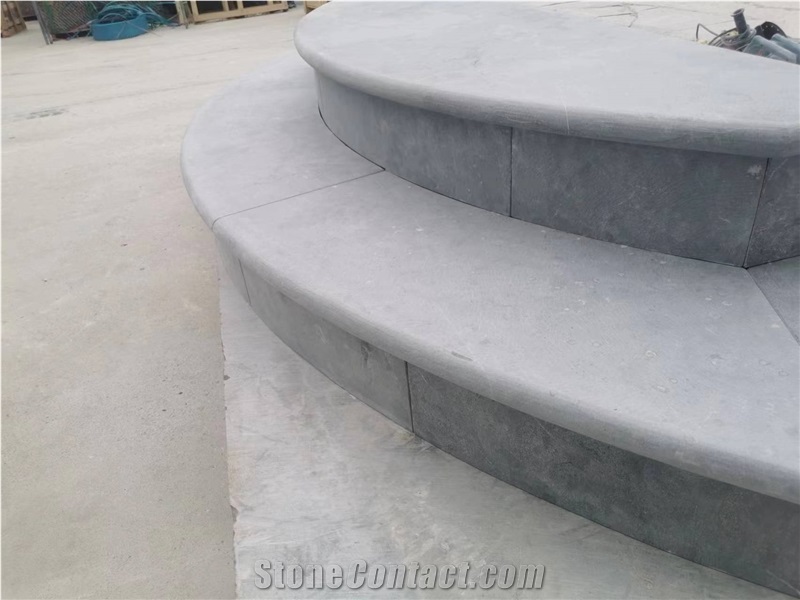 Blue Limestone Honed Flamed Arc Steps Stairs Risers
