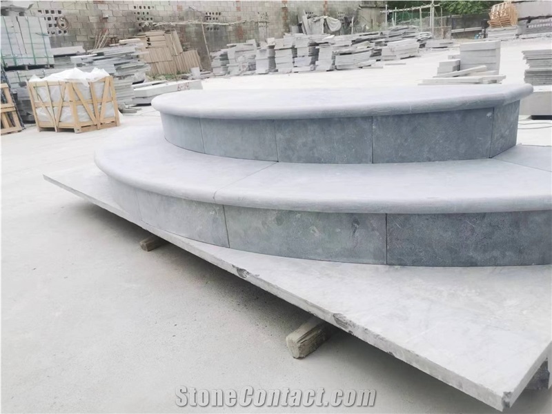 Blue Limestone Honed Flamed Arc Steps Stairs Risers