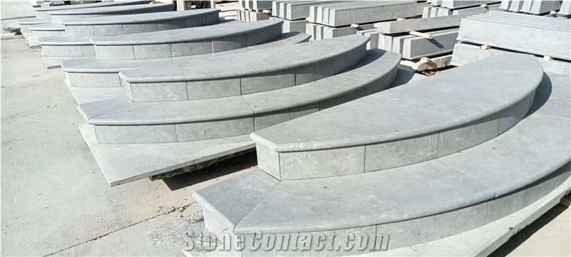 Blue Limestone Honed Flamed Arc Steps Stairs Risers