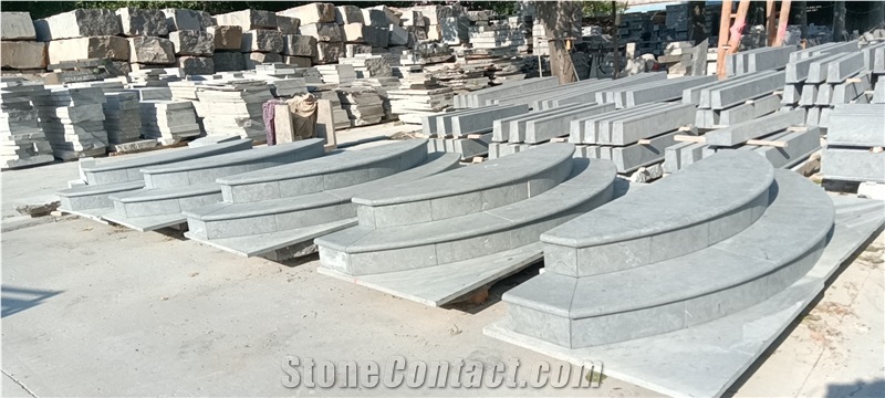 Blue Limestone Honed Flamed Arc Steps Stairs Risers