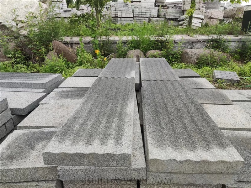 Light Grey Granite Sandblast Surface Grooving Blind Stone