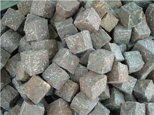 Red Granite Cubic Cobblestone, Pavers, Cubestone